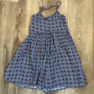 Express babydoll mini dress purple blue pattern adjustable straps size xsm